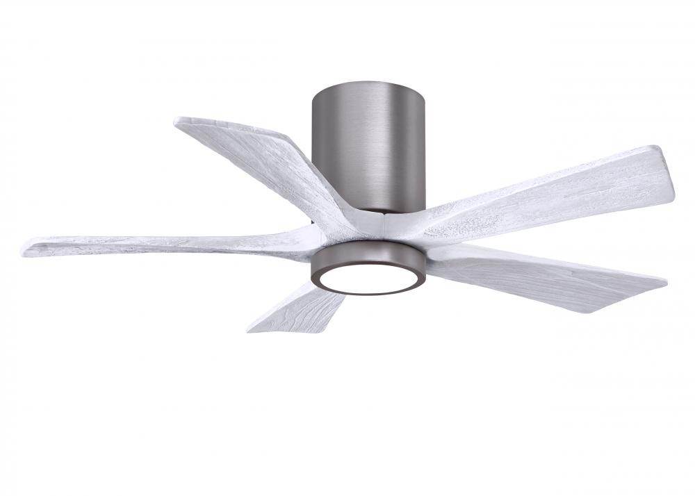 Irene-5HLK - 42" Five Blade Flush Mount Paddle Fan - 5CCT Integrated LED - Brushed Pewter Finish
