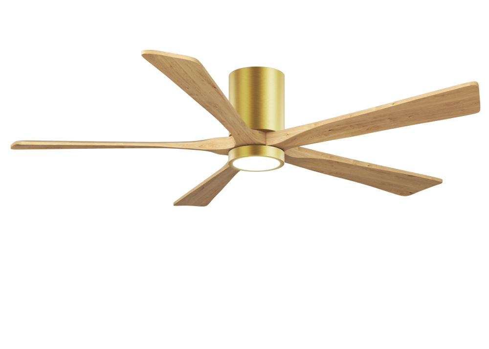 Irene-5HLK-60" Five Blade Flush Mount Paddle Fan-5CCT Integrated LED-Brushed Brass Finish