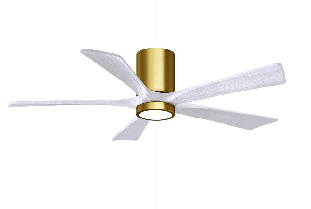 Irene-5HLK-52" Five Blade Flush Mount Paddle Fan-5CCT Integrated LED-Brushed Brass Finish