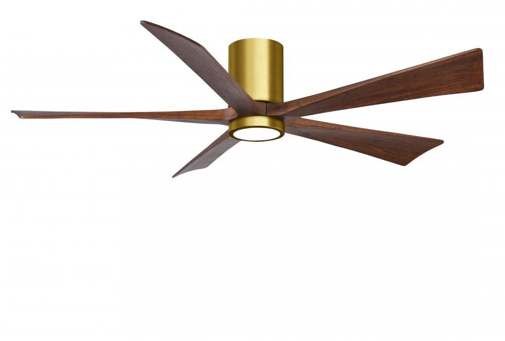 Irene-5HLK-60" Five Blade Flush Mount Paddle Fan-5CCT Integrated LED-Brushed Brass Finish