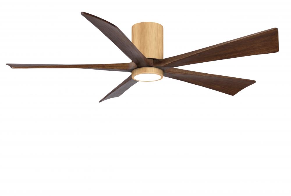 Irene-5HLK-60" Five Blade Flush Mount Paddle Fan-5CCT Integrated LED -Light Maple Tone Finish