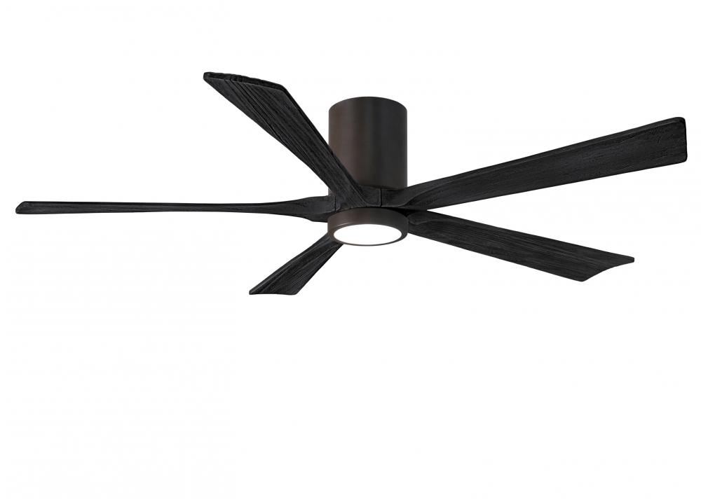 Irene-5HLK - 60" Five Blade Flush Mount Paddle Fan - 5CCT Integrated LED - Textured Bronze Finis