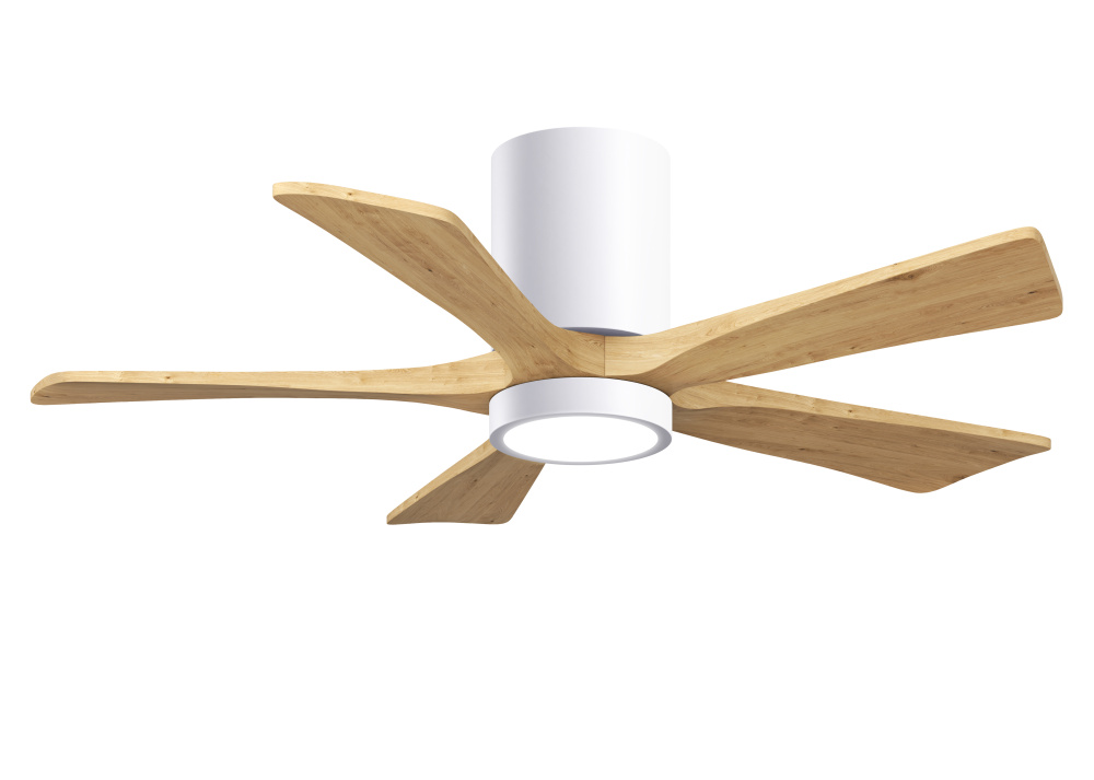 Irene-5HLK-42" Five Blade Flush Mount Paddle Fan-5CCT Integrated LED-Gloss White Finish