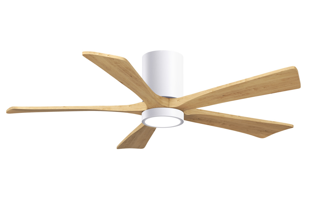Irene-5HLK-52" Five Blade Flush Mount Paddle Fan-5CCT Integrated LED-Gloss White Finish