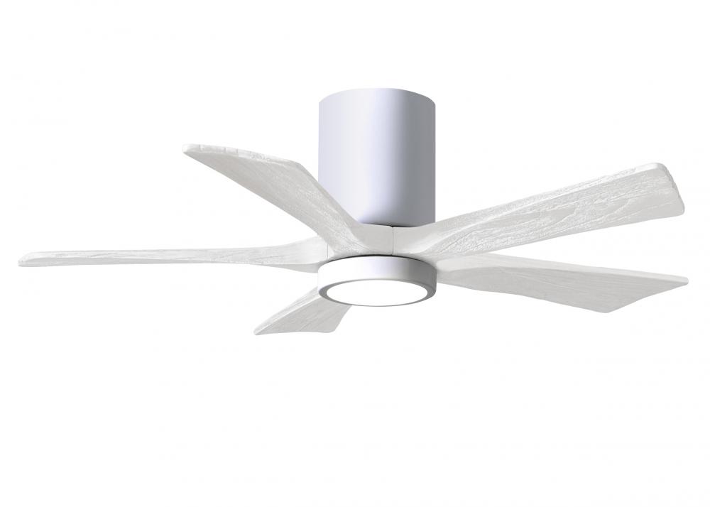 Irene-5HLK-42" Five Blade Flush Mount Paddle Fan-5CCT Integrated LED-Gloss White Finish