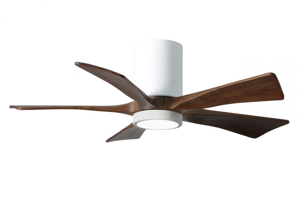 Irene-5HLK - 42" Five Blade Flush Mount Paddle Fan - 5CCT Integrated LED - Gloss White Finish