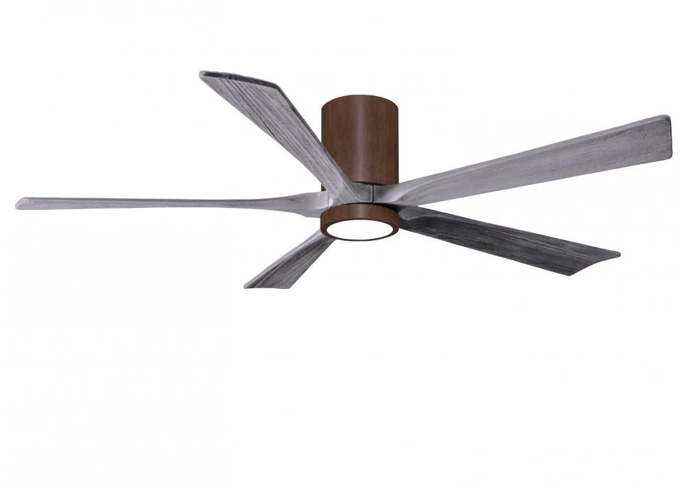 Irene-5HLK - 60" Five Blade Flush Mount Paddle Fan - 5CCT Integrated LED - Walnut Tone Finish