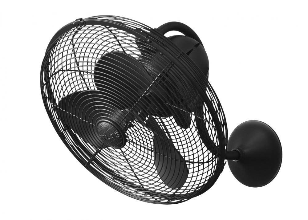 Laura - Oscillating Wall Fan - Matte Black Finish - Matte Black Blades