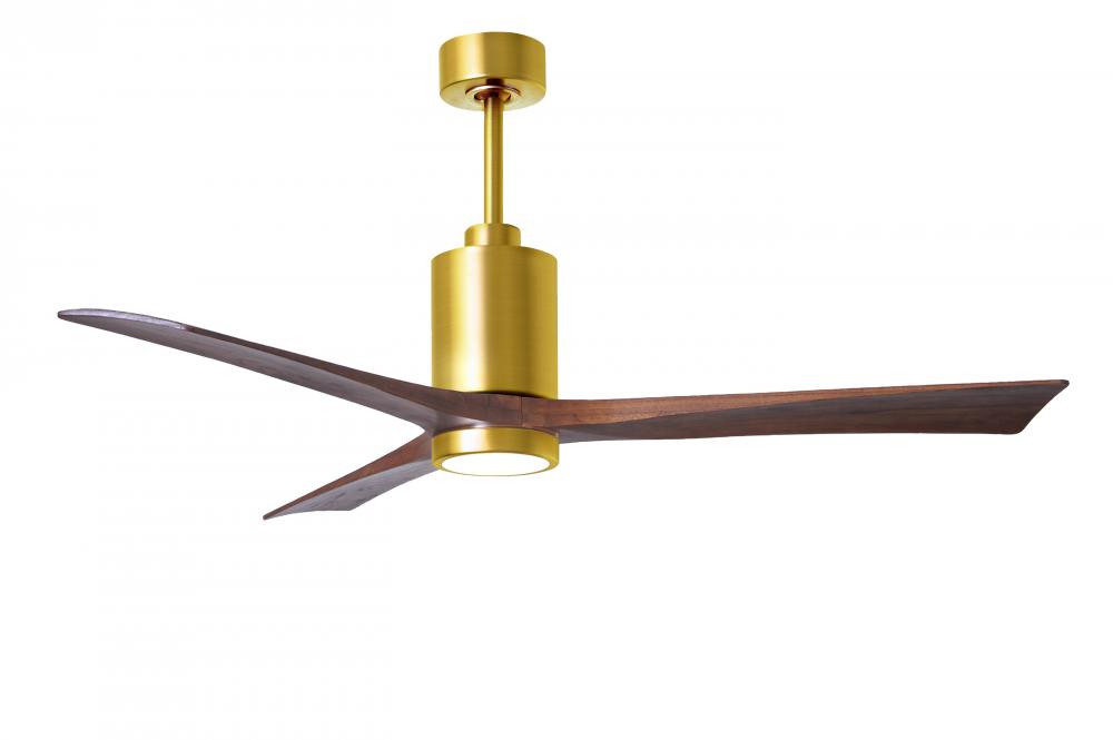 Patricia-3-60" Three Blade Ceiling Fan-5CCT Integrated LED-Brushed Brass Finish-Walnut Tone Blad