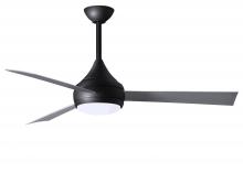 Matthews Fan Company DA-BK-BS - Donaire - Three Blade Paddle Fan - Integrated LED - Matte Black Finish - Brushed Stainless Blades