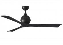 Matthews Fan Company IR3-BK-BK-60 - Irene-3 - Three Blade Paddle Fan - 60" - Matte Black Finish - Matte Black Blades