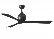 Matthews Fan Company IR3-TB-BK-60 - Irene-3 - Three Blade Paddle Fan - 60" - Textured Bronze Finish - Matte Black Blades