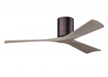 Matthews Fan Company IR3H-BB-GA-52 - Irene-3H - Three Blade Flush Mount Paddle Fan - 52" - Brushed Bronze Finish - Gray Ash Tone Blad