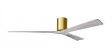 Matthews Fan Company IR3H-BRBR-BW-72 - Irene-3H - Three Blade Flush Mount Paddle Fan - 72" - Brushed Brass Finish - Barn Wood Tone Blad