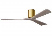 Matthews Fan Company IR3H-BRBR-GA-60 - Irene-3H - Three Blade Flush Mount Paddle Fan - 60" - Brushed Brass Finish - Gray Ash Tone Blade