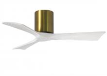 Matthews Fan Company IR3H-BRBR-MWH-42 - Irene-3H - Three Blade Flush Mount Paddle Fan - 42" - Brushed Brass Finish - Matte White Blades