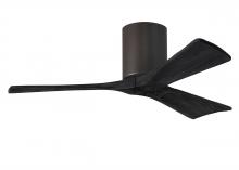 Matthews Fan Company IR3H-TB-BK-42 - Irene-3H - Three Blade Flush Mount Paddle Fan - 42" - Textured Bronze Finish - Matte Black Blade