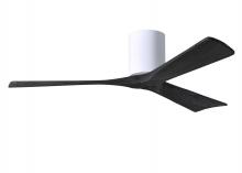Matthews Fan Company IR3H-WH-BK-52 - Irene-3H - Three Blade Flush Mount Paddle Fan - 52" - Gloss White Finish - Matte Black Blades