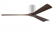 Matthews Fan Company IR3H-WH-WA-60 - Irene-3H - Three Blade Flush Mount Paddle Fan - 60" - Gloss White Finish - Walnut Tone Blades