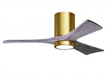 Matthews Fan Company IR3HLK-BRBR-BW-42 - Irene-3HLK-42" Three Blade Flush Mount Paddle Fan-5CCT Integrated LED-Brushed Brass Finish
