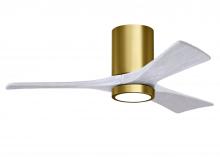 Matthews Fan Company IR3HLK-BRBR-MWH-42 - Irene-3HLK-42" Three Blade Flush Mount Paddle Fan-5CCT Integrated LED-Brushed Brass Finish