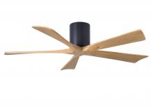 Matthews Fan Company IR5H-BK-LM-52 - Irene-5H - 52" Five Blade Flush Mount Paddle Fan - Matte Black Finish - Light Maple Tone Blades