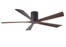 Matthews Fan Company IR5H-BK-WA-60 - Irene-5H - 60" Five Blade Flush Mount Paddle Fan - Matte Black Finish - Walnut Tone Blades