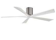 Matthews Fan Company IR5H-BP-MWH-60 - Irene-5H - 60" Five Blade Flush Mount Paddle Fan - Brushed Pewter Finish - Matte White Blades