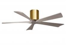 Matthews Fan Company IR5H-BRBR-GA-52 - Irene-5H - 52" Five Blade Flush Mount Paddle Fan - Brushed Brass Finish - Gray Ash Tone Blades