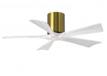 Matthews Fan Company IR5H-BRBR-MWH-42 - Irene-5H - 42" Five Blade Flush Mount Paddle Fan - Brushed Brass Finish - Matte White Blades