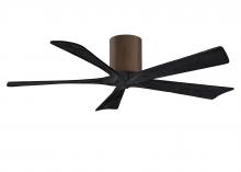 Matthews Fan Company IR5H-WN-BK-52 - Irene-5H - 52" Five Blade Flush Mount Paddle Fan - Walnut Tone Finish - Matte Black Blades