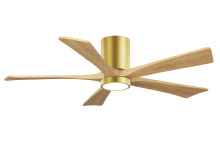 Matthews Fan Company IR5HLK-BRBR-LM-52 - Irene-5HLK-52" Five Blade Flush Mount Paddle Fan-5CCT Integrated LED-Brushed Brass Finish