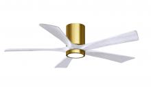 Matthews Fan Company IR5HLK-BRBR-MWH-52 - Irene-5HLK-52" Five Blade Flush Mount Paddle Fan-5CCT Integrated LED-Brushed Brass Finish