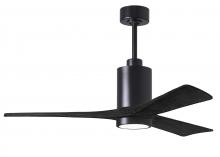 Matthews Fan Company PA3-BK-BK-52 - Patricia-3-52" Three Blade Ceiling Fan-5CCT Integrated LED-Matte Black Finish-Matte Black Blades