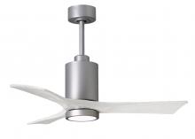 Matthews Fan Company PA3-BN-MWH-42 - Patricia-3-42" Three Blade Ceiling Fan-5CCT Integrated LED-Brushed Nickel Finish-Matte White Bla