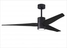 Matthews Fan Company SJ-BK-BK-60 - Super Janet - 60" Ceiling Fan - Integrated LED - Matte Black Finish - Matte Black Blades