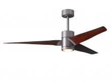 Matthews Fan Company SJ-BN-WN-60 - Super Janet - 60" Ceiling Fan - Integrated LED - Brushed Nickel Finish - Walnut Tone Blades