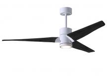 Matthews Fan Company SJ-WH-BK-52 - Super Janet - 52" Ceiling Fan - Integrated LED - Gloss White Finish - Matte Black Blades