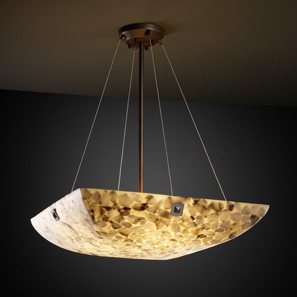 24" LED Pendant Bowl w/ CONCENTRIC CIRCLES FINIALS