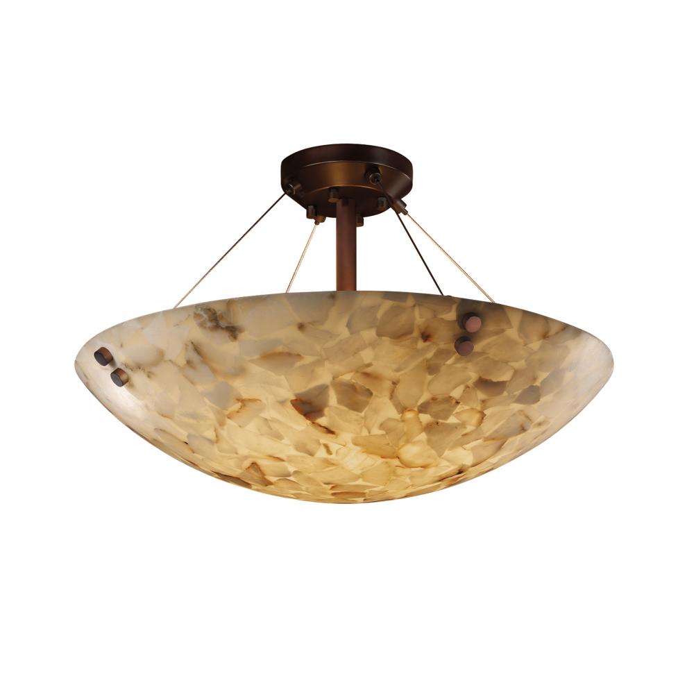 24" LED Semi-Flush Bowl w/ Pair Square w/ Points Finials