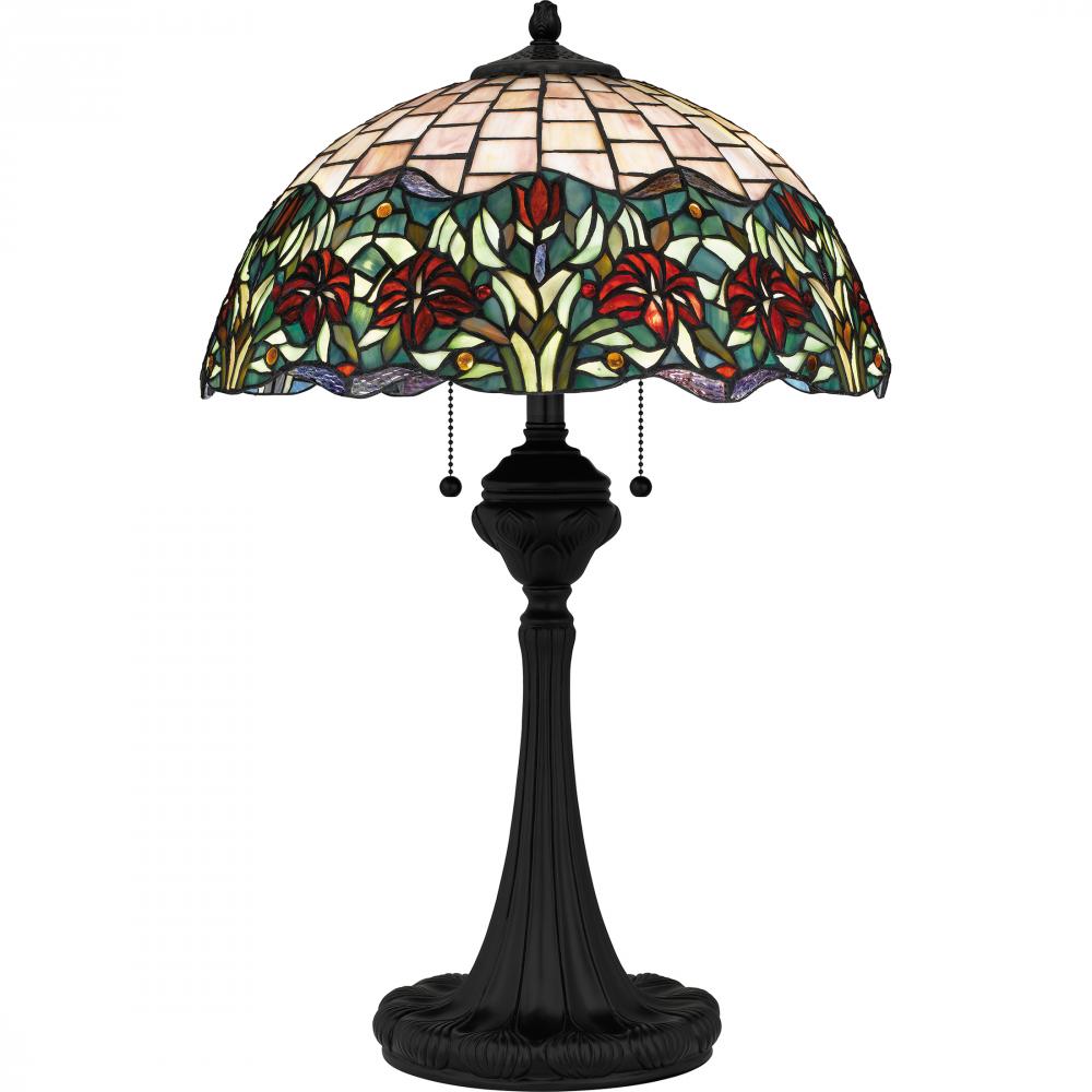 Tiffany 3-Light Matte Black Table Lamp