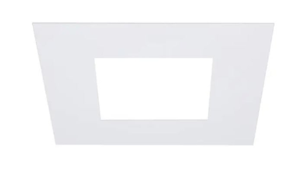 4'' Flat Goof Ring for Commercial Downlights, Square, White Finish, 8.00 square outer, 4.13
