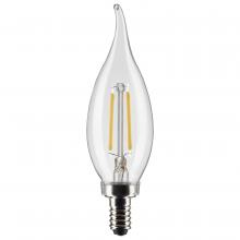 Satco Products Inc. S21294 - 3 Watt CA10 LED Filament; Clear; Candelabra base; 90 CRI; 2700K; 120 Volt