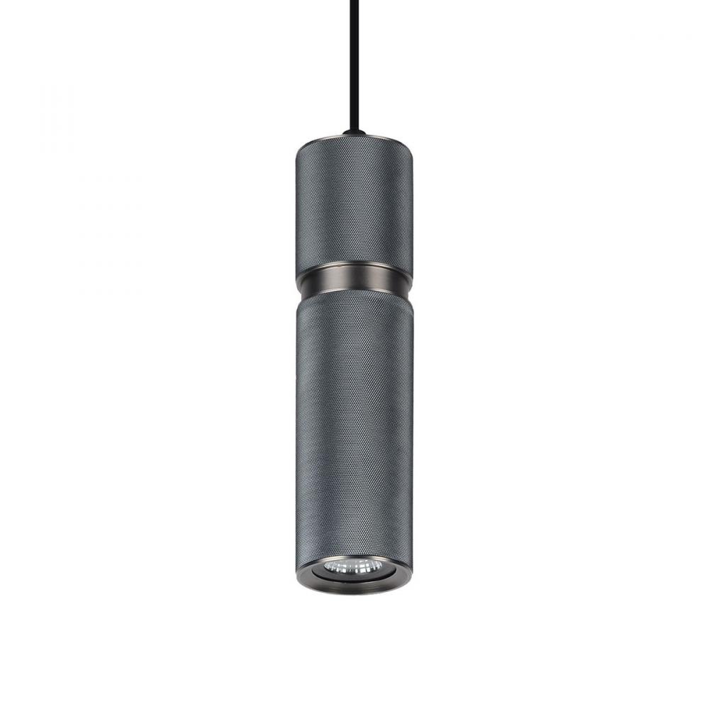 Cicada 1 Light Pentant Knurled Dark Grey With Pewter