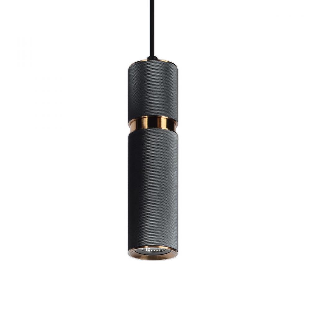 Cicada 1 Light Pentant Knurled Dark Grey With Brass