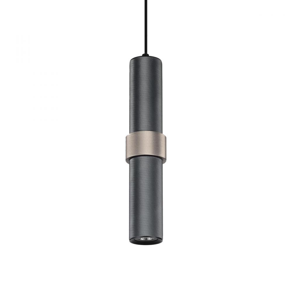 Cicada 1 Light Pentant Dark Grey With Knurled Light Grey