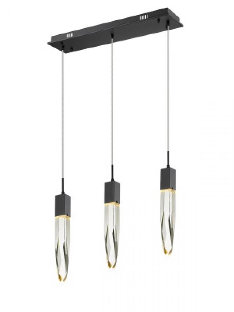 Aspen  32" Linear  Multi  Pendant in Black and Clear Crystal