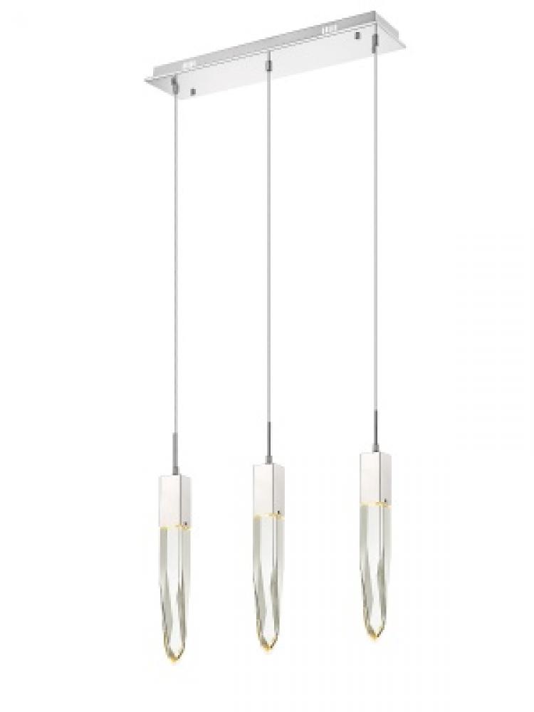 Aspen  37" Linear  Multi  Pendant in Polished Chrome and Clear Crystal