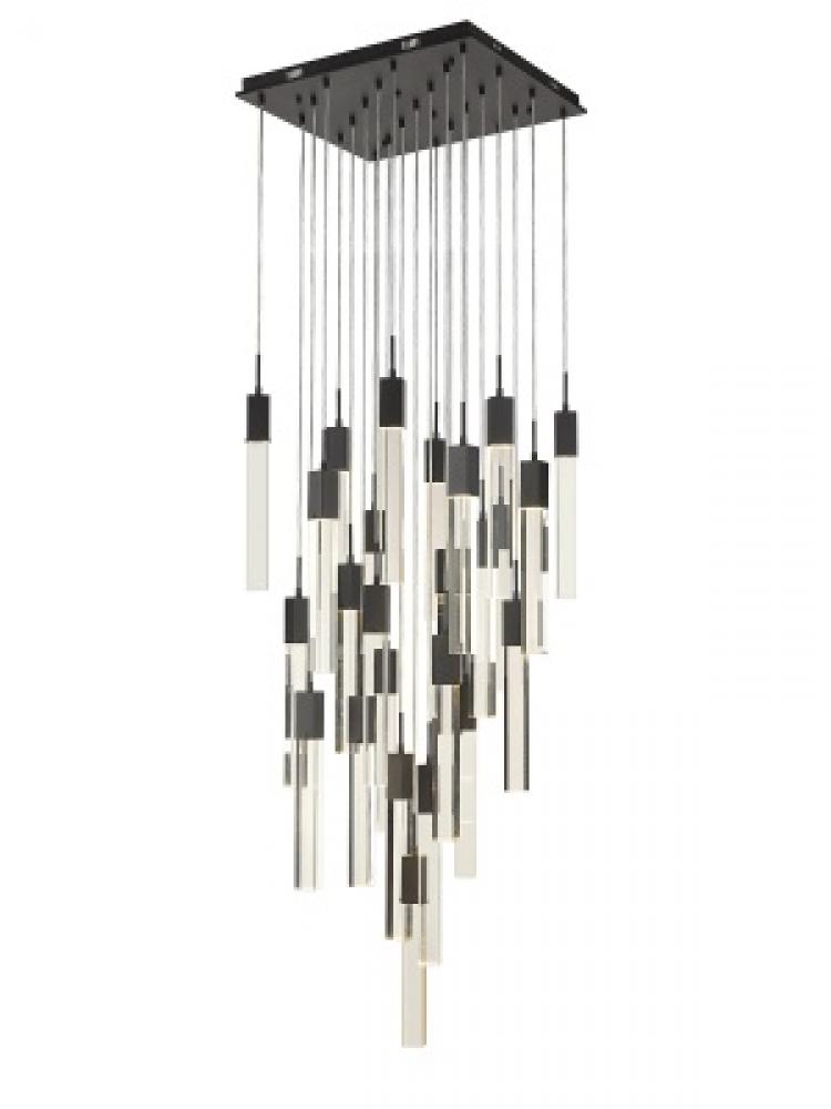 The Original Glacier Collection 25 Light Multi Pendant in Black with Clear Crystal