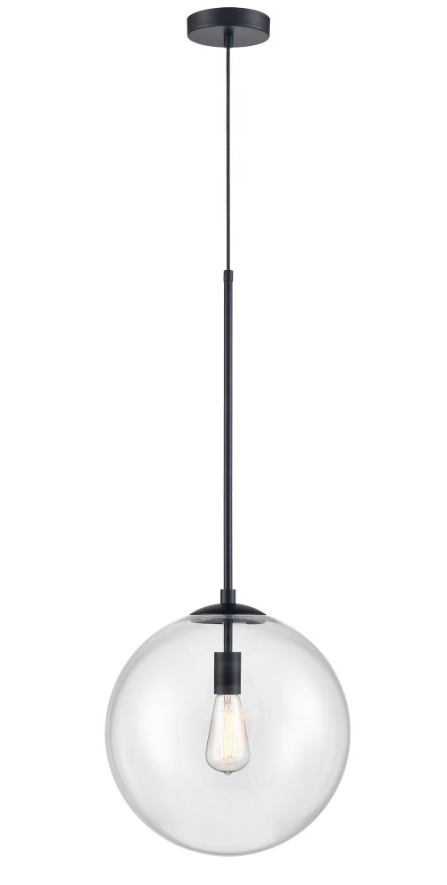 Delilah 14" Pendant in Black with Clear Glass